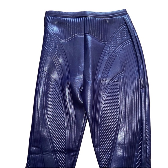 Mugler Shiny Embossed Navy Legging Pant Size 42 - Picture 7 of 11
